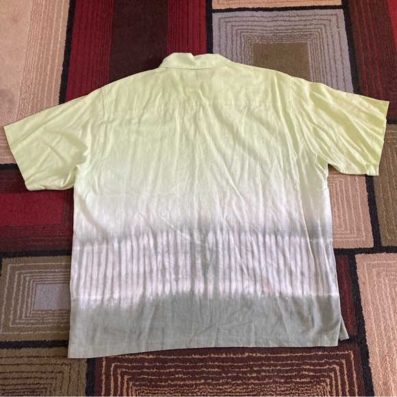 Vintage OTB One Touch Brand Men's Size M Green Ombre Linen Cotton Blend Shirt - Picture 4 of 9